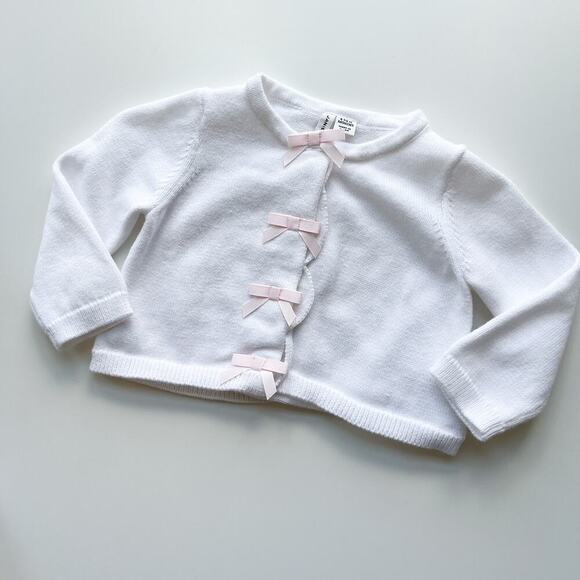 Janie and Jack Pink Floral Ruffle Dress & White Cardigan 6-12 mo Spring Easter - Picture 8 of 13